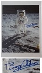 Buzz Aldrin Fantastic Signed 17.25 x 24 Giclee Print of the First Lunar Landing